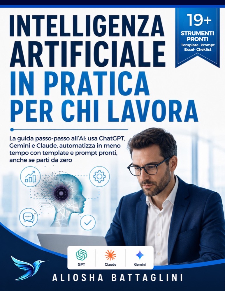 Copertina del libro Intelligenza Artificiale in Pratica per chi lavora di Aliosha Battaglini